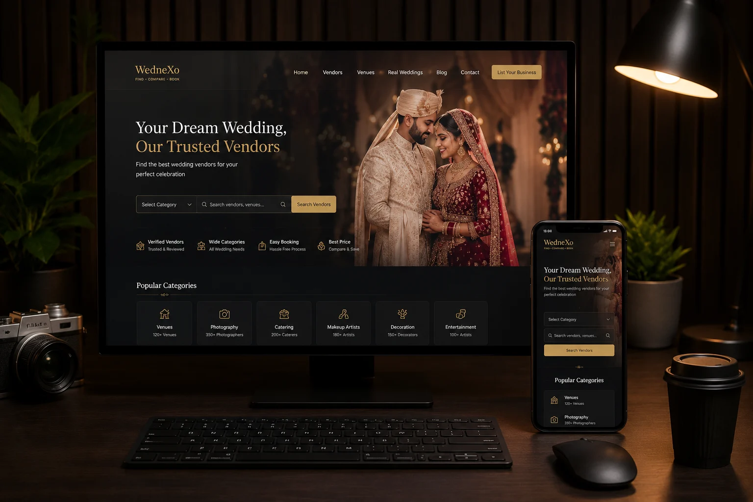 WedneXo Website Mockup